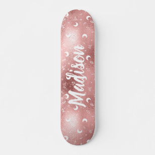Skateboard Nombre personalizado Moda de oro de la luna rosa d
