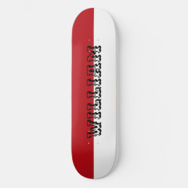 Skateboard nombre personalizado moderno blanco y rojo