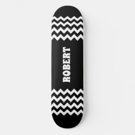 Skateboard Nombre personalizado negro y blanco moderno