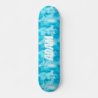 Skateboard Nombre Personalizado Nubes Cielo Azul Estético Soñ