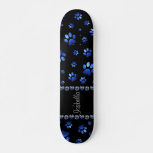 Skateboard Nombre personalizado, perras de perro purpurina az