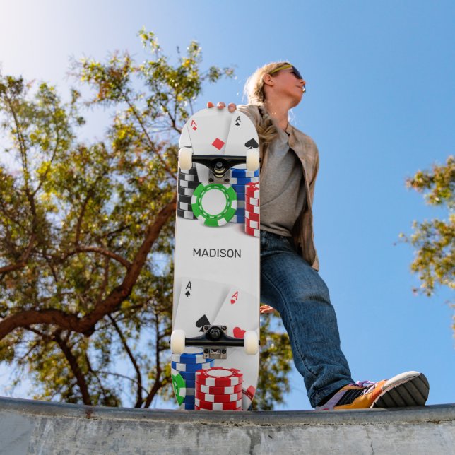 Skateboard Nombre personalizado Poker / Casino (Exterior 1)