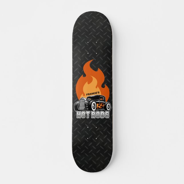 Skateboard NOMBRE personalizado Retro Hot Rod Coupe Carreras  (Anverso )