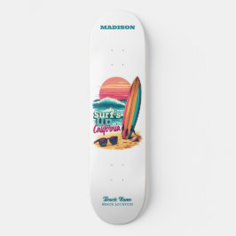 Skateboard Nombre personalizado / Texto California Surfing