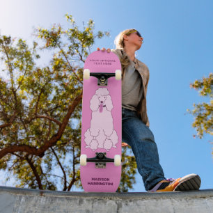 Skateboard Nombre personalizado, texto y color rosado