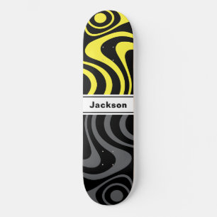 Skateboard Nombre personalizado Trippy Ondulado 70s Retro Ama