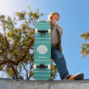 Skateboard Nombre personalizado y concha de color