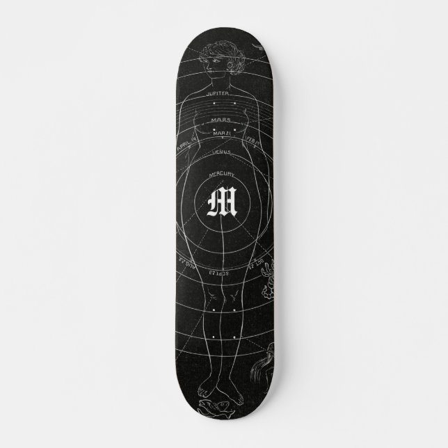 Skateboard Nombre personalizado Zodiac Western Gothic (Anverso )