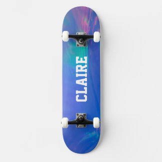Skateboard Nombre Recolectable Holográfico Guay Azul