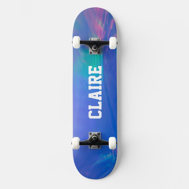 Skateboard Nombre Recolectable Holográfico Guay Azul (Anverso)