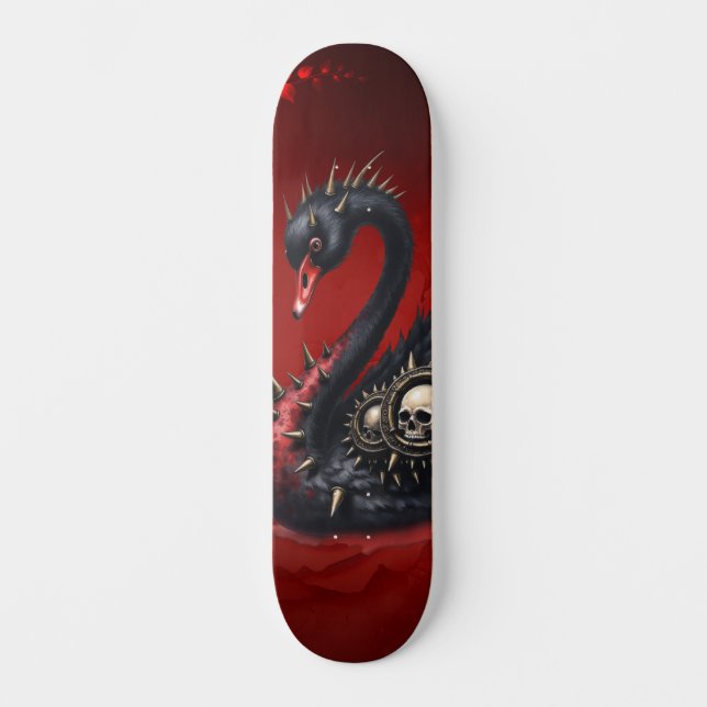 Skateboard Not Your Average Swan – Spikes, Skulls & Sass.  (Anverso)