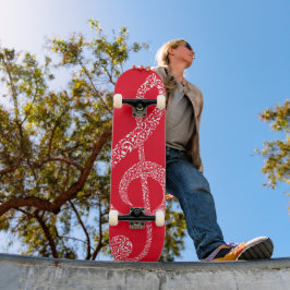 Skateboard Notas Blancas Simple Modern Treble Clef Ilustradas