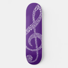 Skateboard Notas Blancas Simple Modern Treble Clef Ilustradas