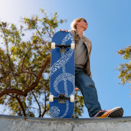 Skateboard Notas Blancas Simple Modern Treble Clef Ilustradas