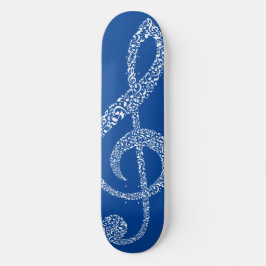Skateboard Notas Blancas Simple Modern Treble Clef Ilustradas
