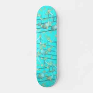 Skateboard notas de música artística griega verde azulada