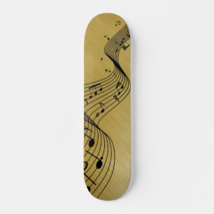 Skateboard Notas de música pinchadas con oro