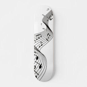 Skateboard Notas musicales en blanco con cubierta para cabeza