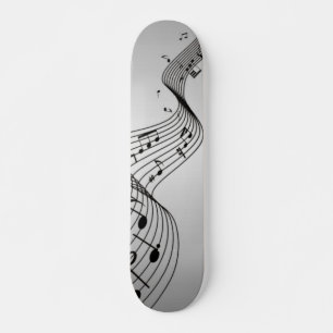Skateboard Notas musicales en plata