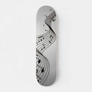 Skateboard Notas musicales sobre plata