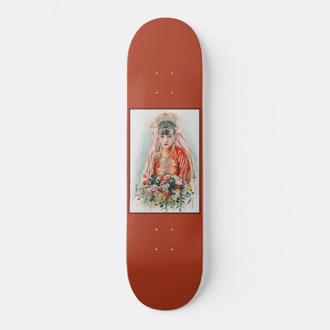 Skateboard Novia en rojo a Boda chino en Shanghai (Anverso)