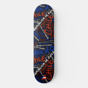 Skateboard Nube de palabras de Orgullo Nacional Chileno