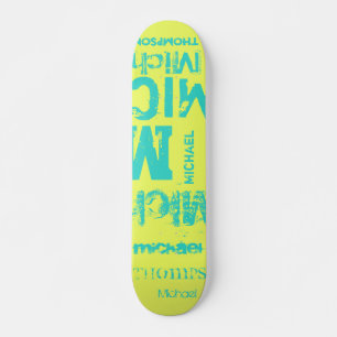 Skateboard Nube de palabras de tipografía grunge de turquesa