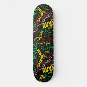 Skateboard Nube de palabras del orgullo nacional de Guyana