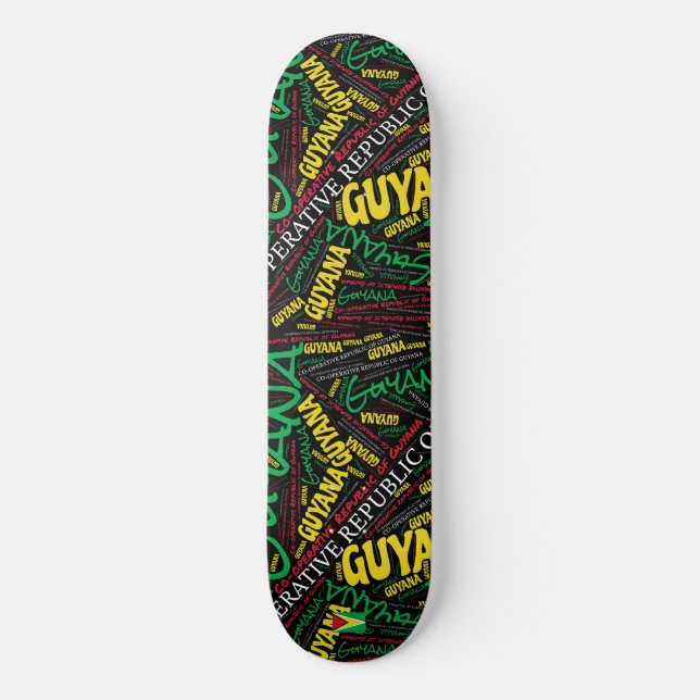 Skateboard Nube de palabras del orgullo nacional de Guyana (Anverso)