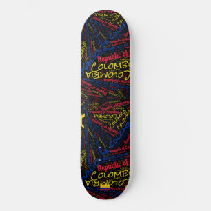 Skateboard Nube de palabras Orgullo Nacional Colombiano