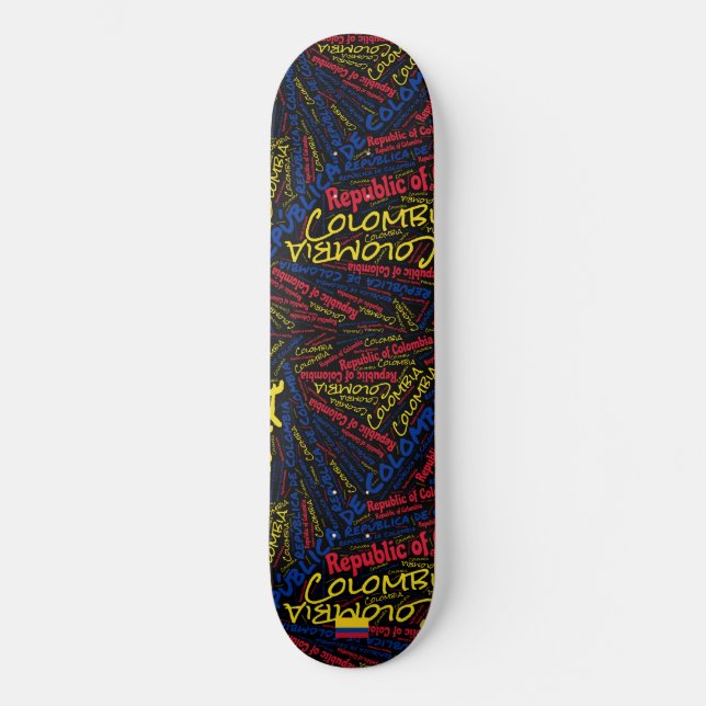 Skateboard Nube de palabras Orgullo Nacional Colombiano (Anverso)
