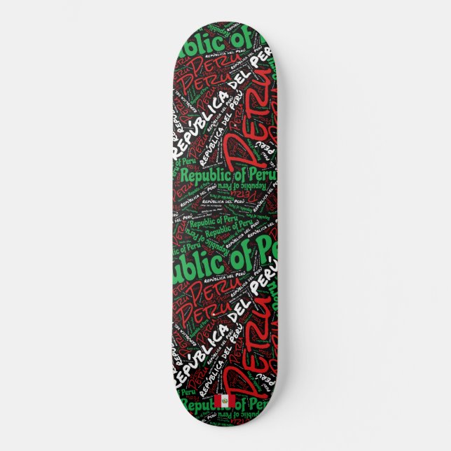 Skateboard Nube de palabras Orgullo Nacional Perú (Anverso)