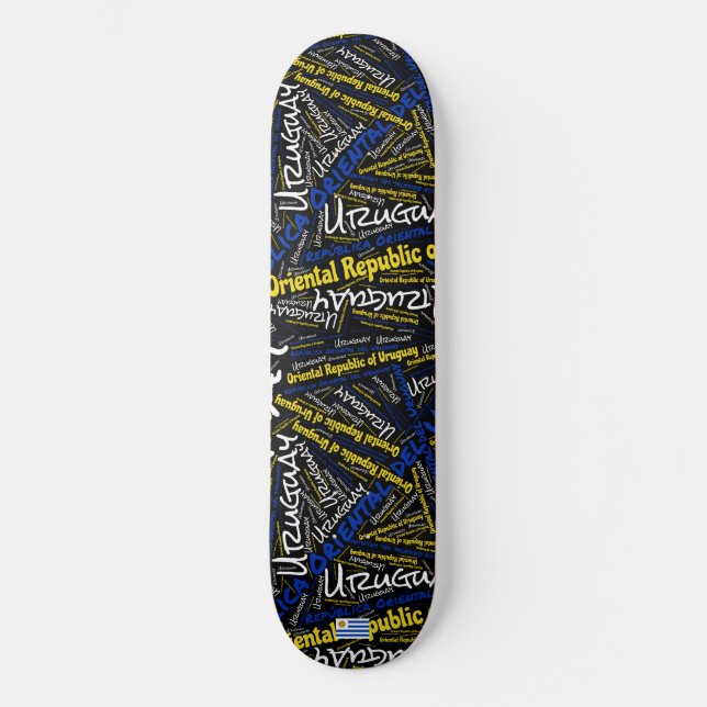 Skateboard Nube de palabras Orgullo Nacional Uruguayo (Anverso)