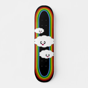 SKATEBOARD NUBES KAWAII ARCOÍRIS CARA FELIZ
