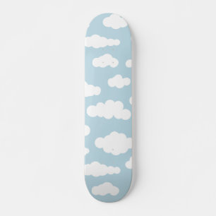 Skateboard Nubes Pastel Bebé Estético Azul Y Blanco