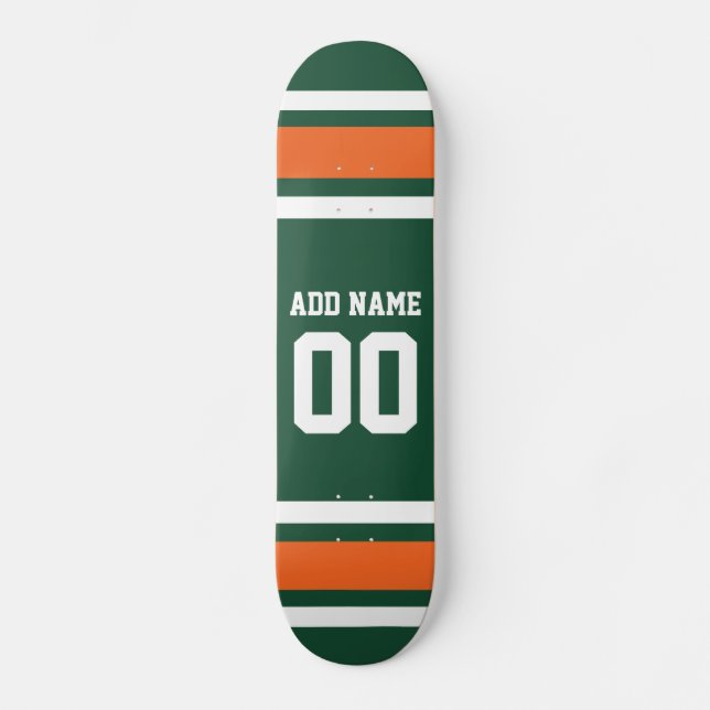 Skateboard Número de nombre personalizado de franjas blancas  (Anverso)
