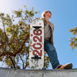 Skateboard Números de bambú 2026 con flores de cerezo
