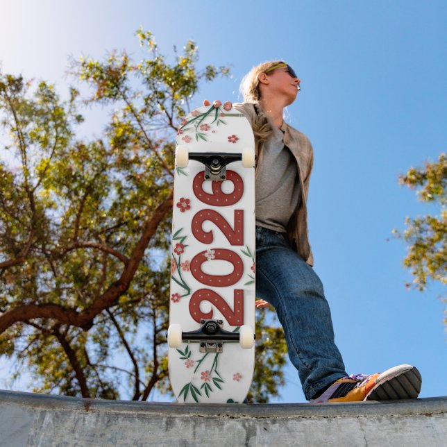 Skateboard Números de bambú 2026 con flores de cerezo (Exterior 1)