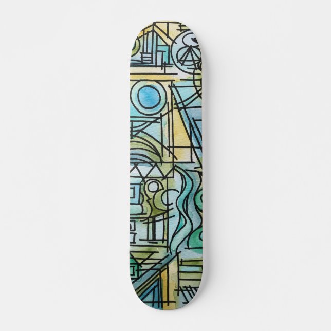 Skateboard Obertura-arte geométrico Bauhaus moderno (Anverso )
