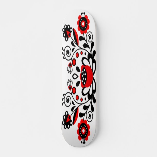 Skateboard Obra artística floral gótica (Anverso )