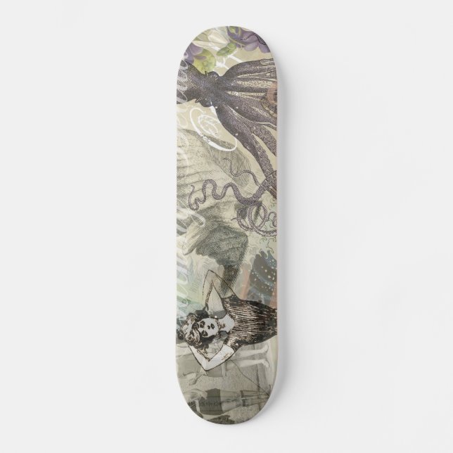 Skateboard Octopus Beach Vacation Victorian Gothic Fun (Anverso)
