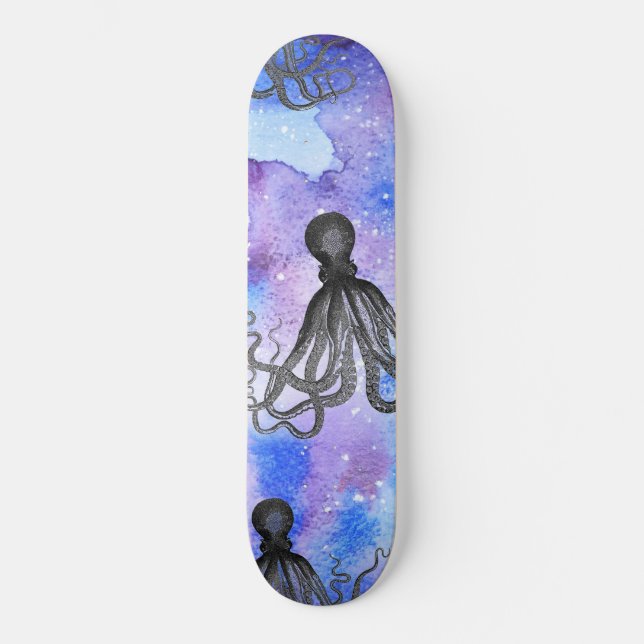 Skateboard - Octopus blanco y negro (Anverso)