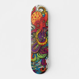 Skateboard Octopus psicodélico colorido