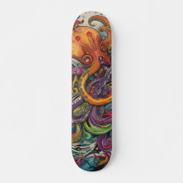 Skateboard Octopus psicodélico colorido