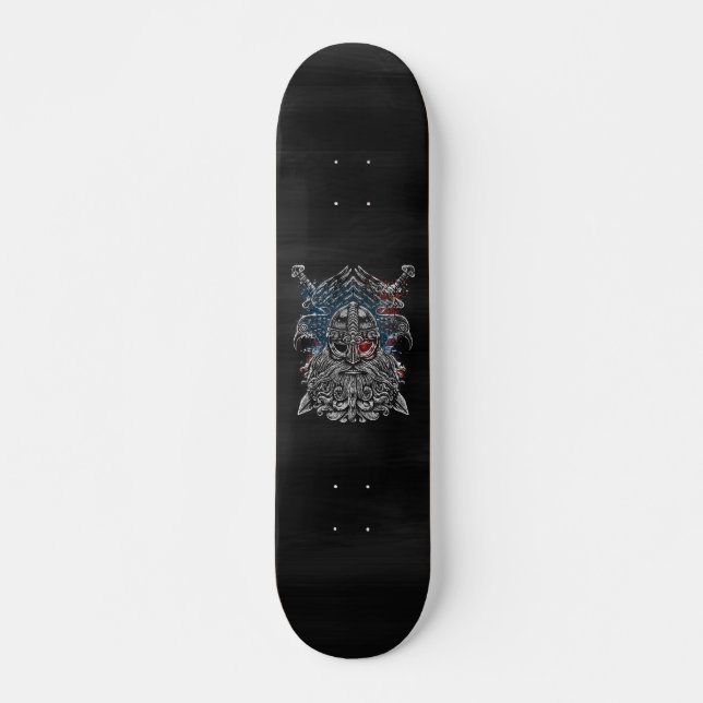 Skateboard Odin ravens and swords Viking Mythology USA flag (Anverso )
