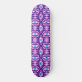 Skateboard Ojos Azules en Follaje Púrpura Arte Botánico Oscur