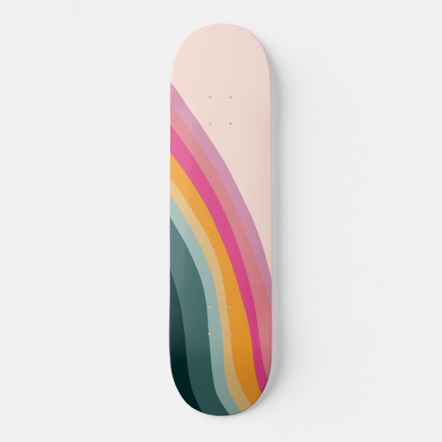 Skateboard Ola de arco iris retro #1 #wall #art (Anverso)