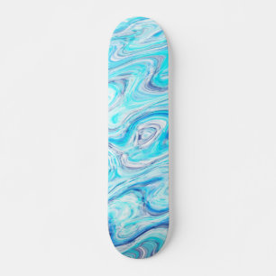 Skateboard Ola de Mármol Azul Océano Textura Líquido Abstract