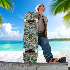 Skateboard Ola de Palma Tropical Polinesia Patrón Nombre