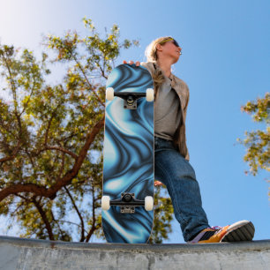 Skateboard Ola de seda azul